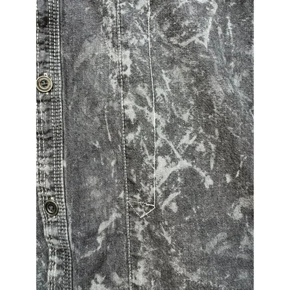 Decree Mens Acid Wash Denim Button-Up Shirt XL Gray - Picture 4 of 10